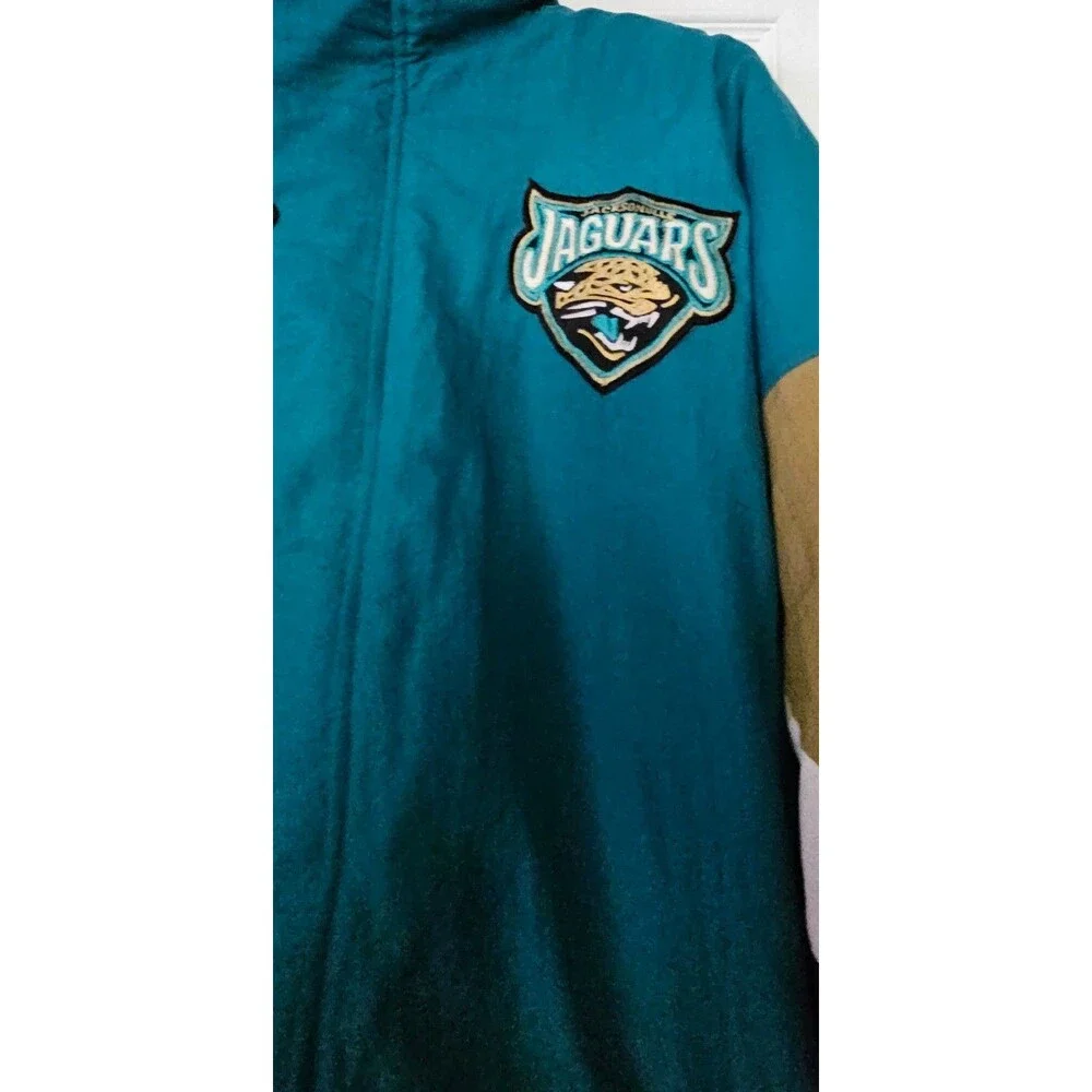 Vintage 90s Starter Jaguars NFL Parka Jacket XL Teal Puffer Banned Logo Hooded